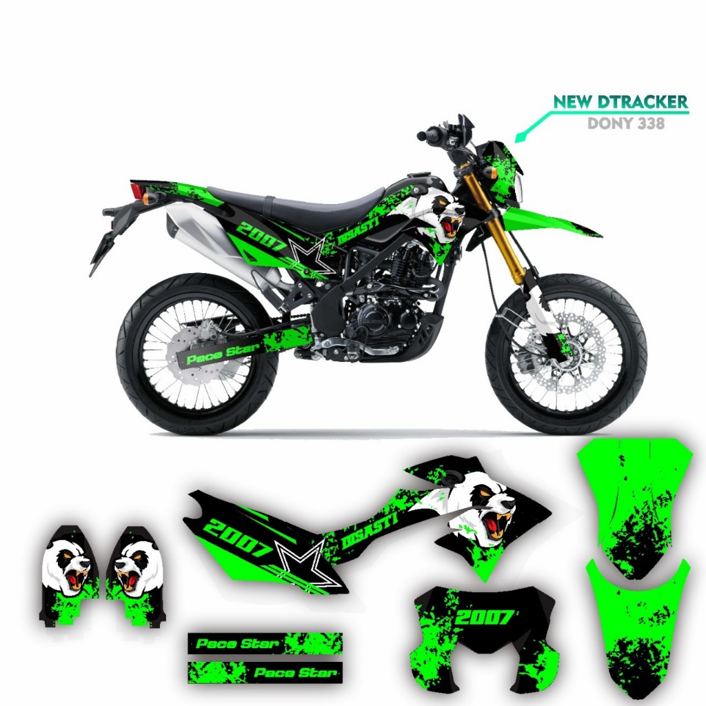 decal fullbody dtracker  sticker striping variasi stiker keren motif hitam hijau putih simple keren 
