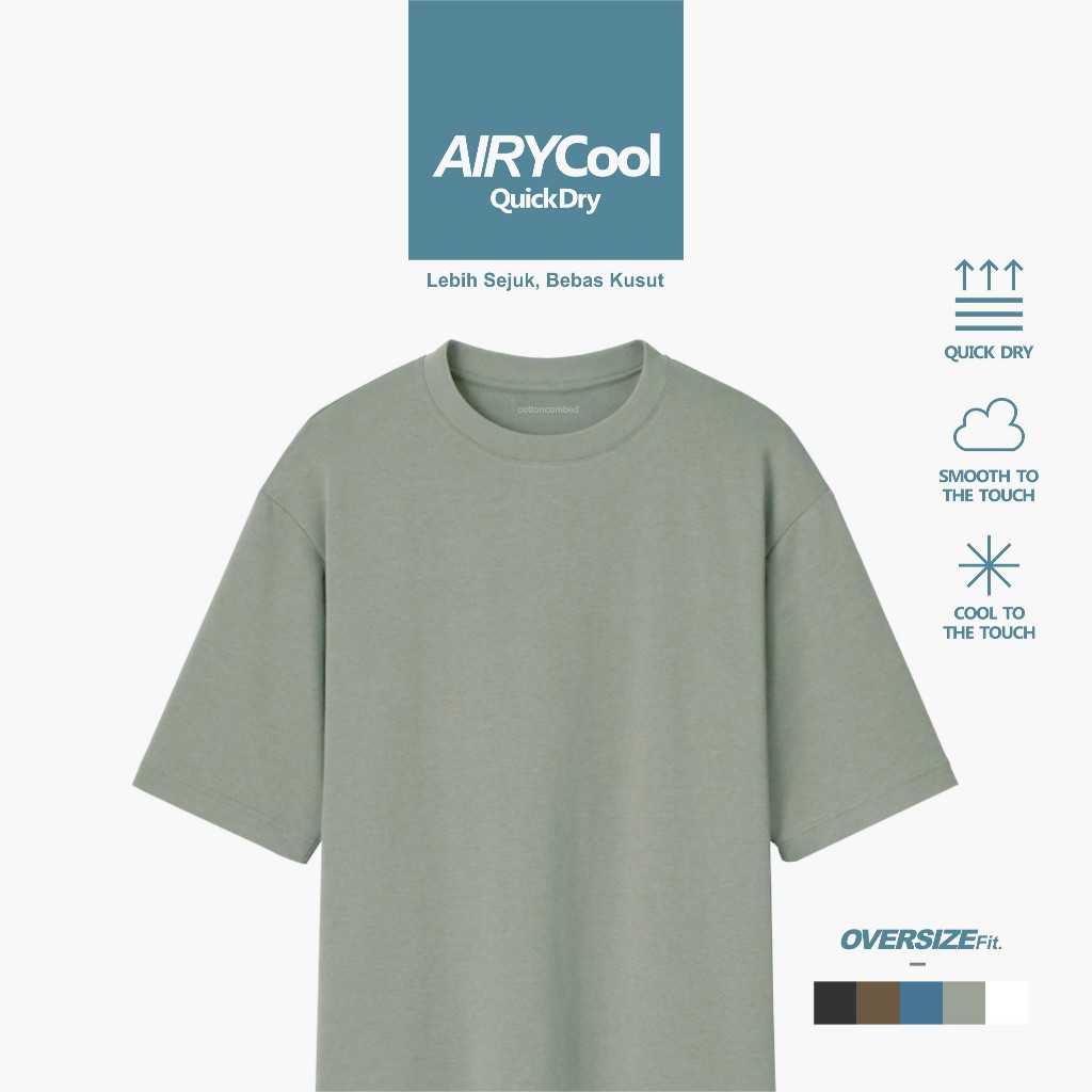 Cottoncombed | AIRYCool Shirt | QuickDry | Quick Dry Kaos Hijau Sage