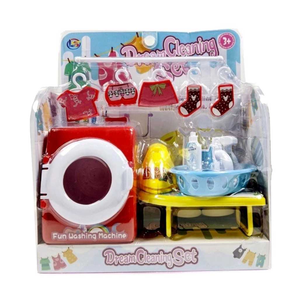 Mainan Anak Mesin Cuci Mini Tanpa Baterai Free Boneka / Mainan Anak Laundry Mini / Mainan Anak Perem