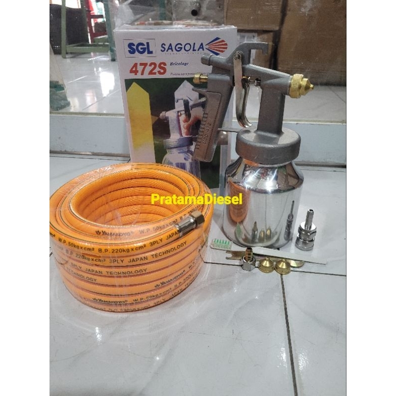 Spraygun SAGOLA 472S Alat Cat Tabung Bawah+Selang 10M