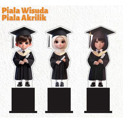 Piala Wisuda Toga Hitam Akrilik Custom