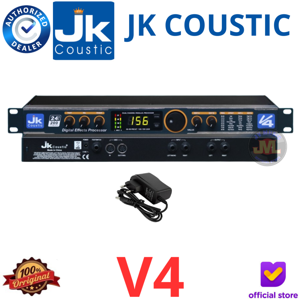 JK Coustic V4 Digital Effect Vocal Original JK Coustic V-4 Efek Vokal Mikrofon