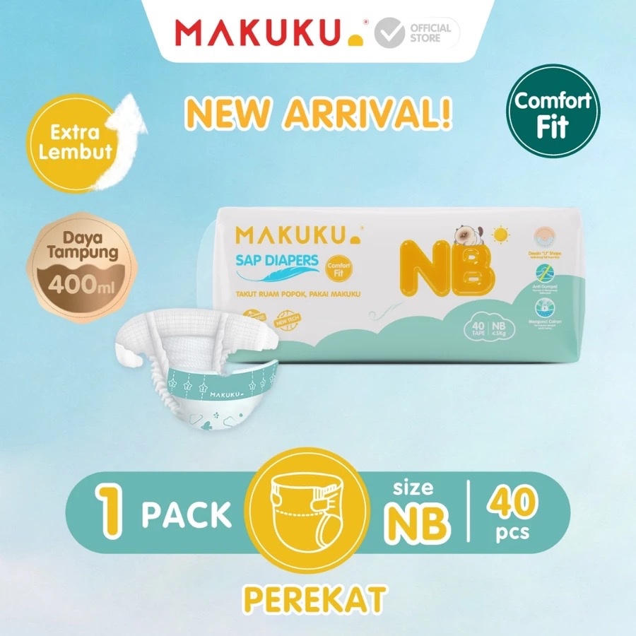 Makassar  Makuku Diapers Comfort Fit Tape Perekat Newborn NB40