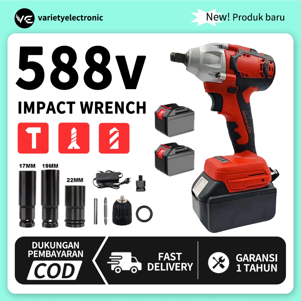 [READY]Cordless Drill Cordless 588V 680NM Brushless Mesin bor Impact Wrench Brushless /Murah Mesin B