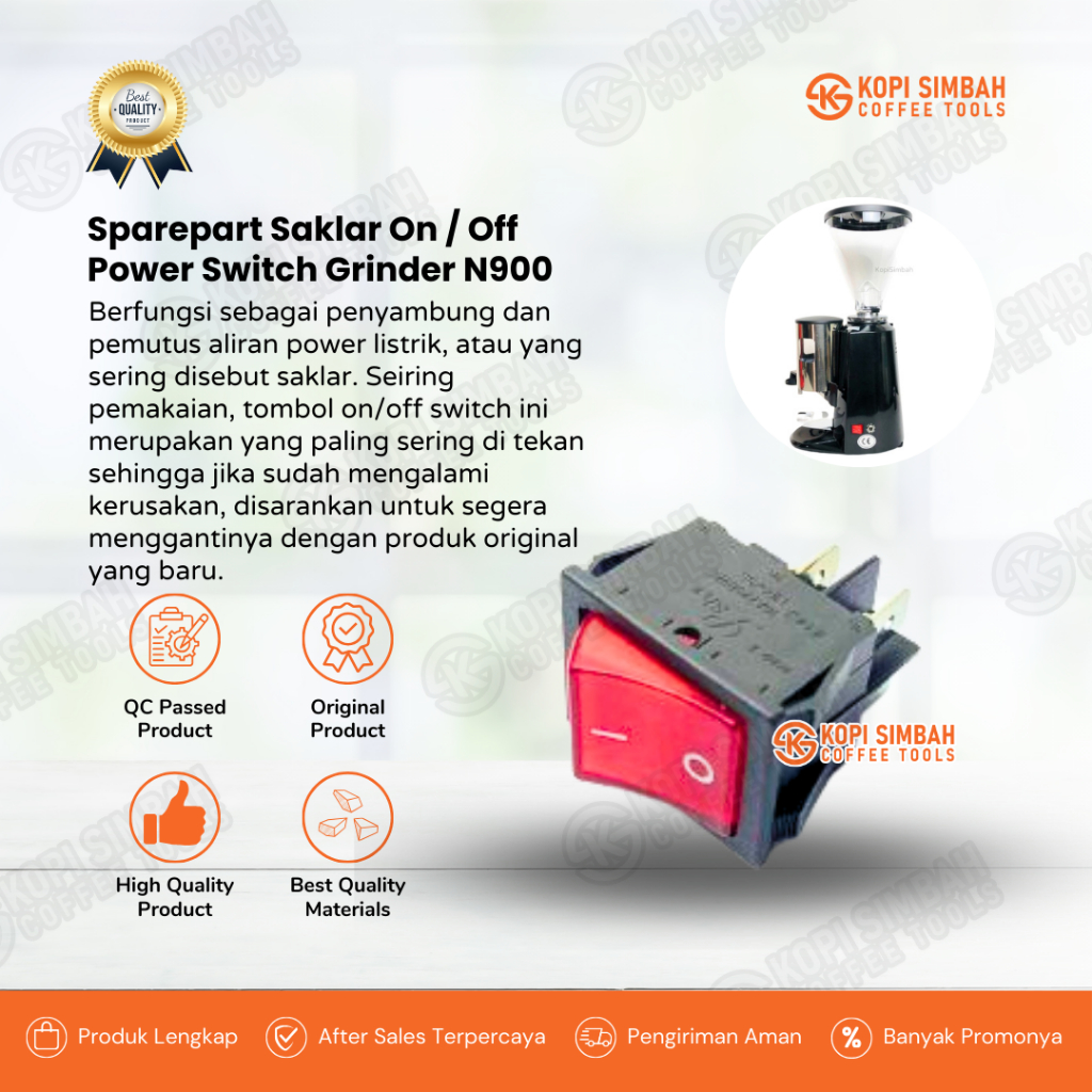 Sparepart Saklar On/Off Power Switch Button Grinder Kopi Espresso N900 Doser Sakelar penggiling kopi