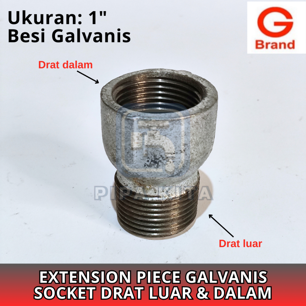 Extension Piece 1 Inch Galvanis G Brand Galunggung Socket Drat Luar Dalam Bspt Nepel Sok 1 Dim