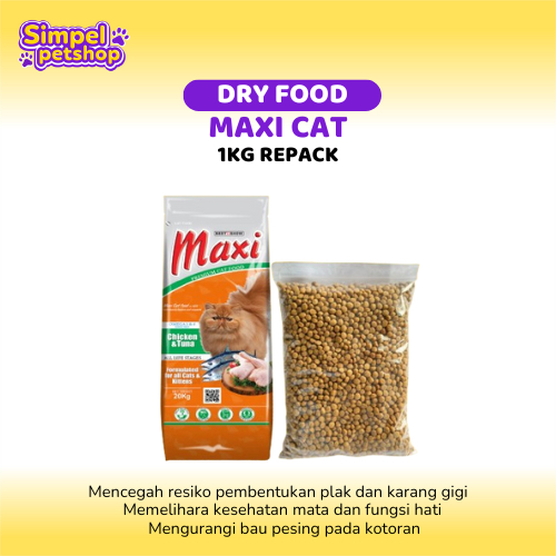 MAXI CAT 1kg Makanan Kucing Repack MAXI CAT Dry Food Pakan Kucing Kering
