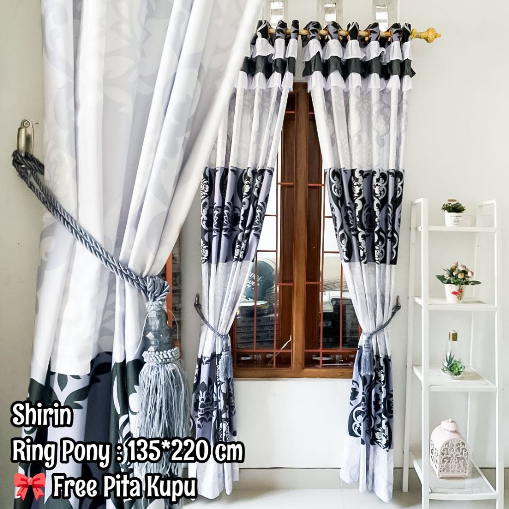 Gorden Rumbai Pony Ring 12 Pintu Dan Jendela Motif Batik Sultan Shirin Free Tali Pita Kupu <MG>