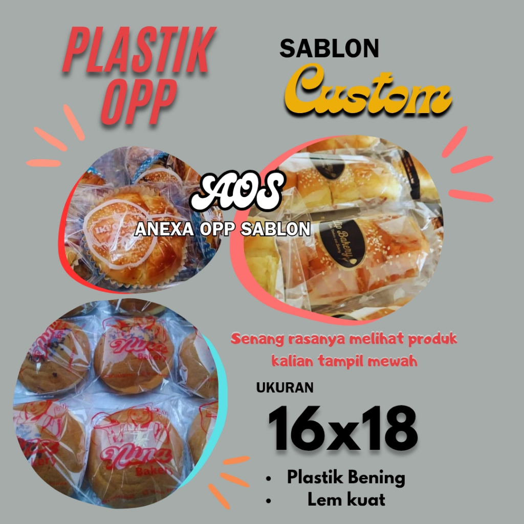 

Plastik OPP LEM 16x18 Sablon 1 & 2 warna