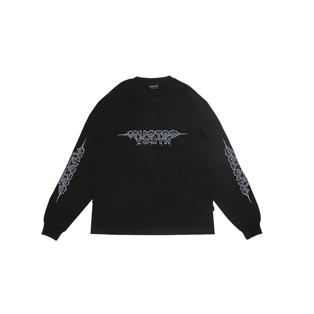 HUSTED KAOS LENGAN PANJANG DISGUST BLACK LONGSLEEVE