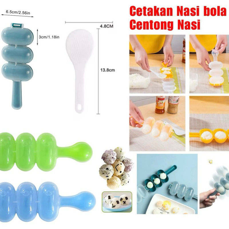 Cetakan Nasi Bento Bulat Bola + Centong Nasi Cetakan Bento Rice Ball Shaker Mold