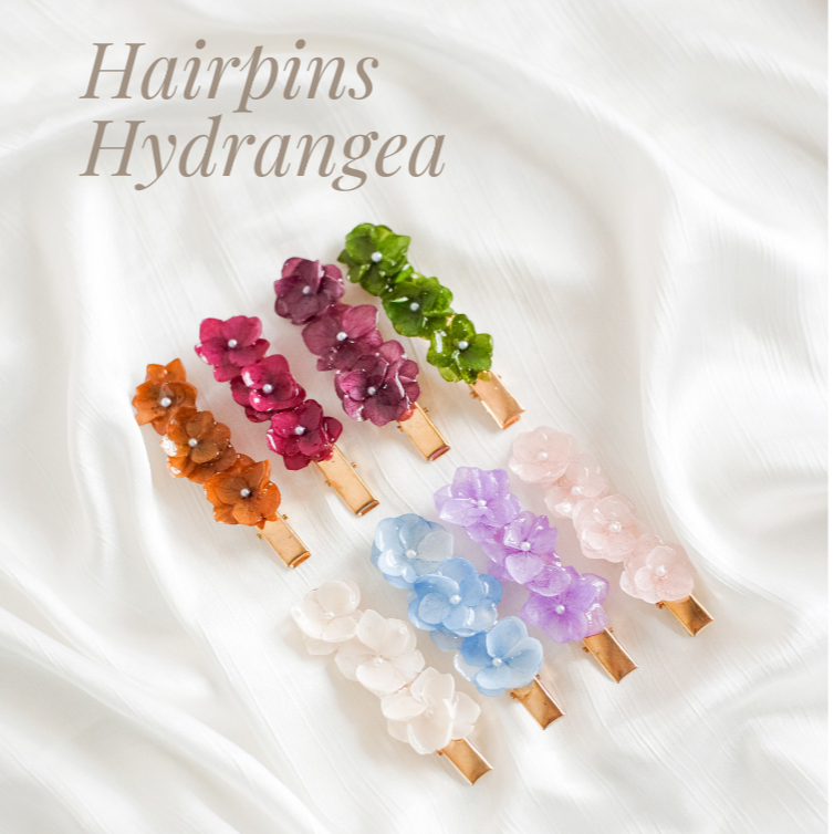 Jepit Rambut dari Bunga Hydrangea Asli | Hairpins Hydrangea | Aksesoris | Perhiasan | Hadiah