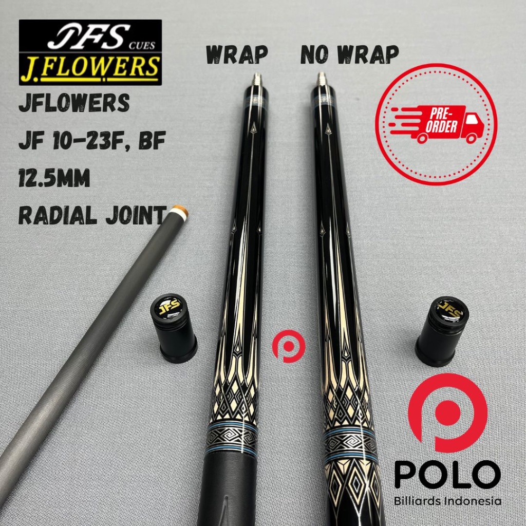 JFLOWERS JF 10-23F, BF Radial Joint 12.5mm - Cue/Stik Play Billiard Carbon Fiber Shaft