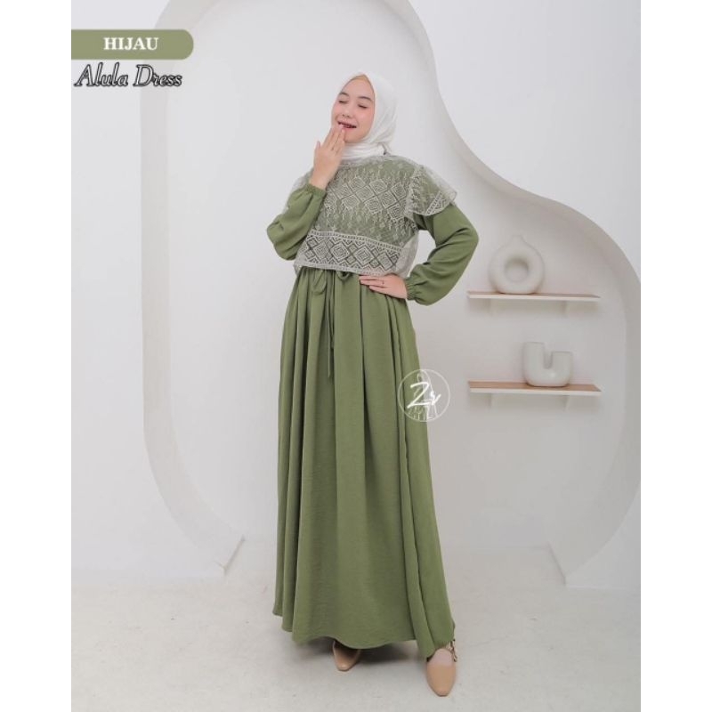 Gamis Crinkle Kombinasi brokat
