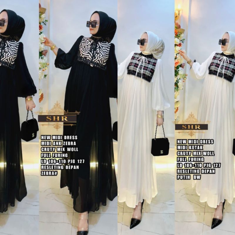 Midi Dress SHR Leopard Print Ceruty Import