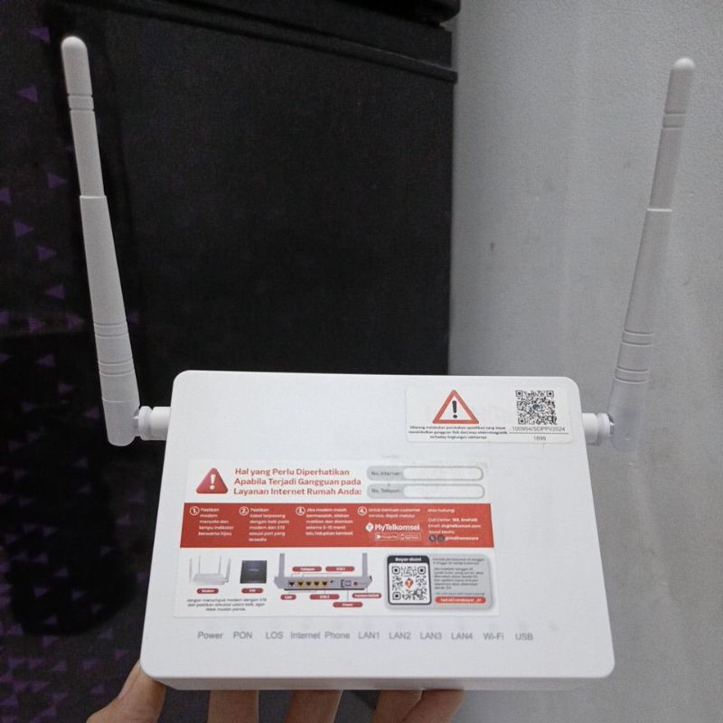 ROUTER ONT ZTE ZXHN F672Y (5G) & ADAPTOR 12V PORT BIRU BERGARANSI