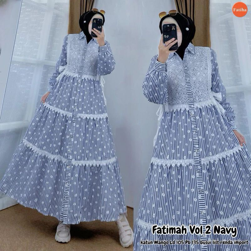 Fatimah Dress motif bunga katun