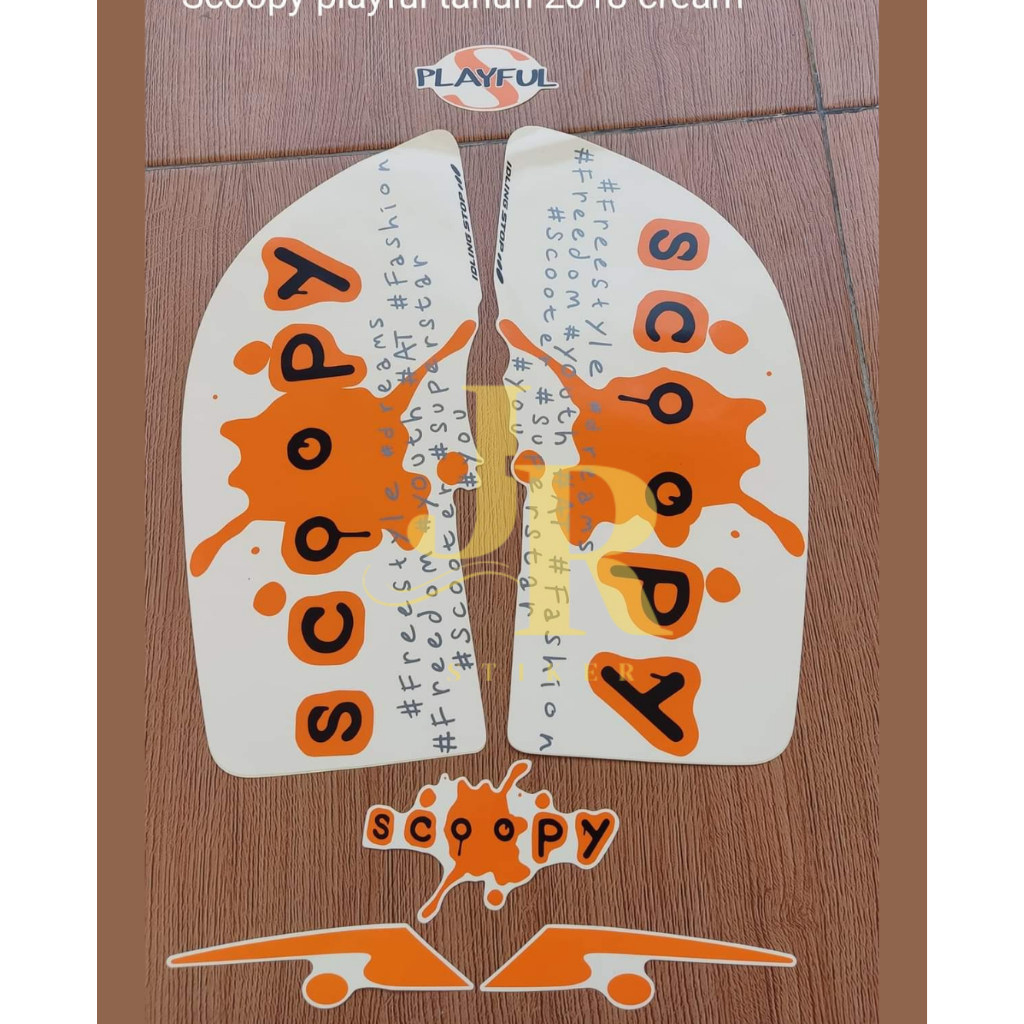 Striping honda scoopy playful 2018 cream JRstiker