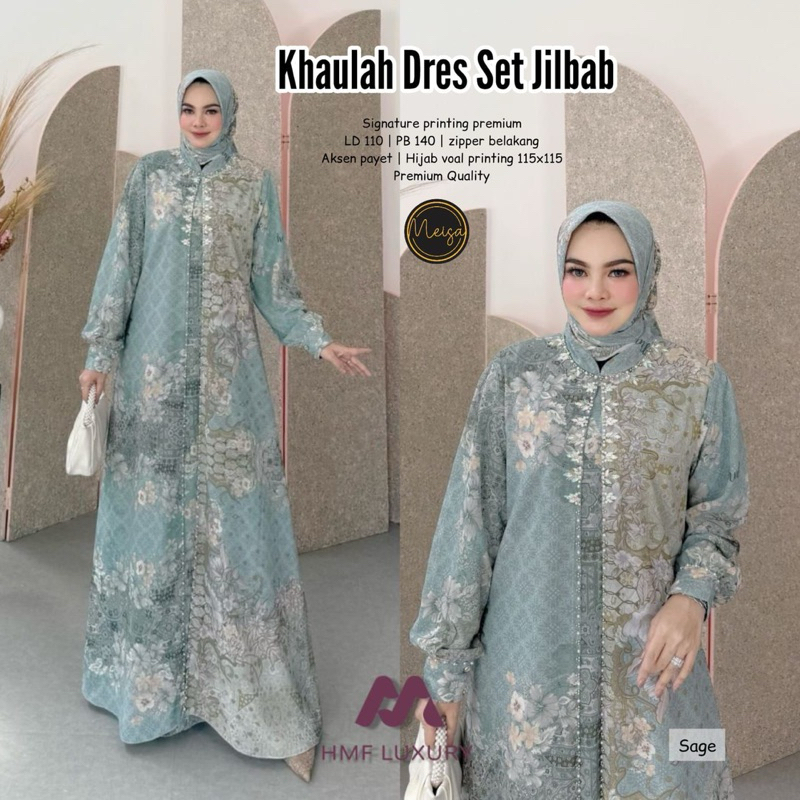 ZS Yusna •Diana •Biana •Kalani •Salia •Zuvara Dress Set Jilbab / Dress Pesta Lebaran Wanita Mayung