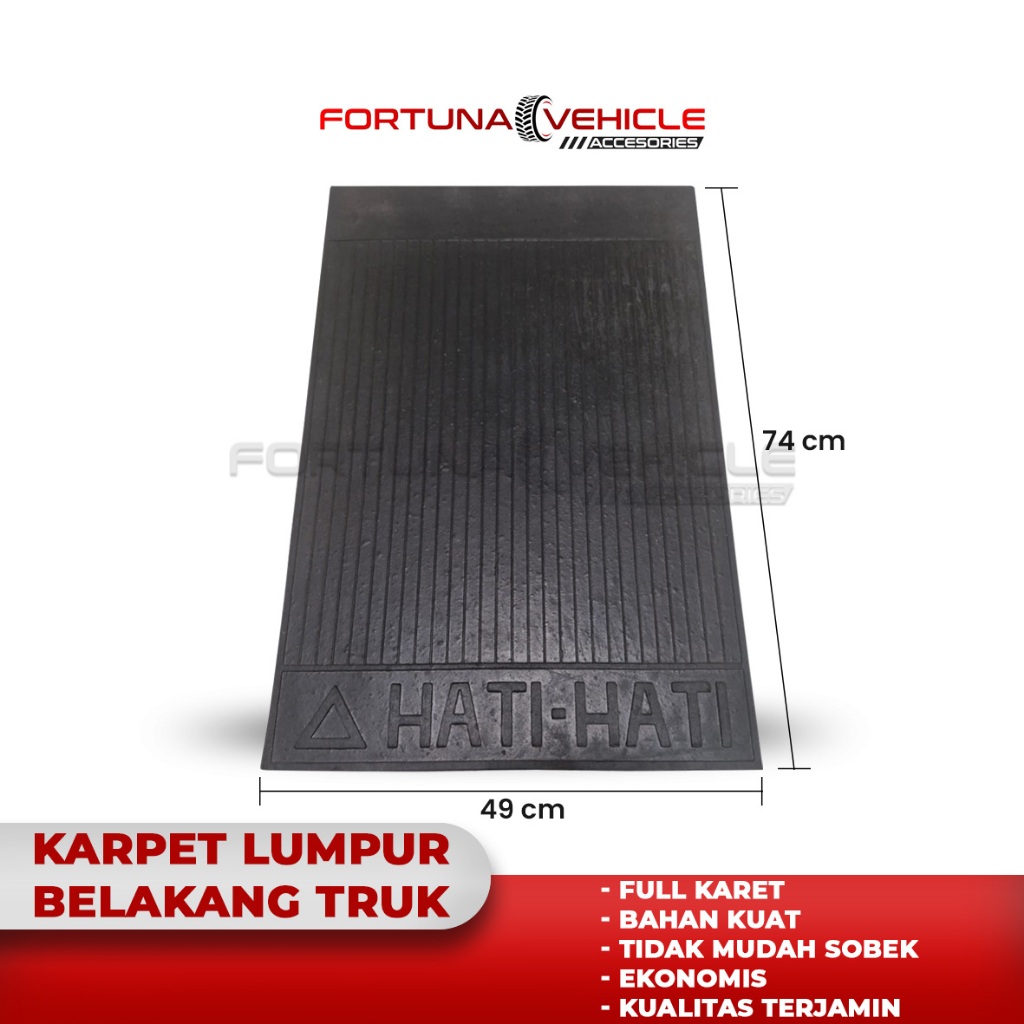 Karet Karpet Truk  Hati Hati Universal Lembaran Semua Truck Warna Hitam Jumbo Ukuran 79 X 49 Cm