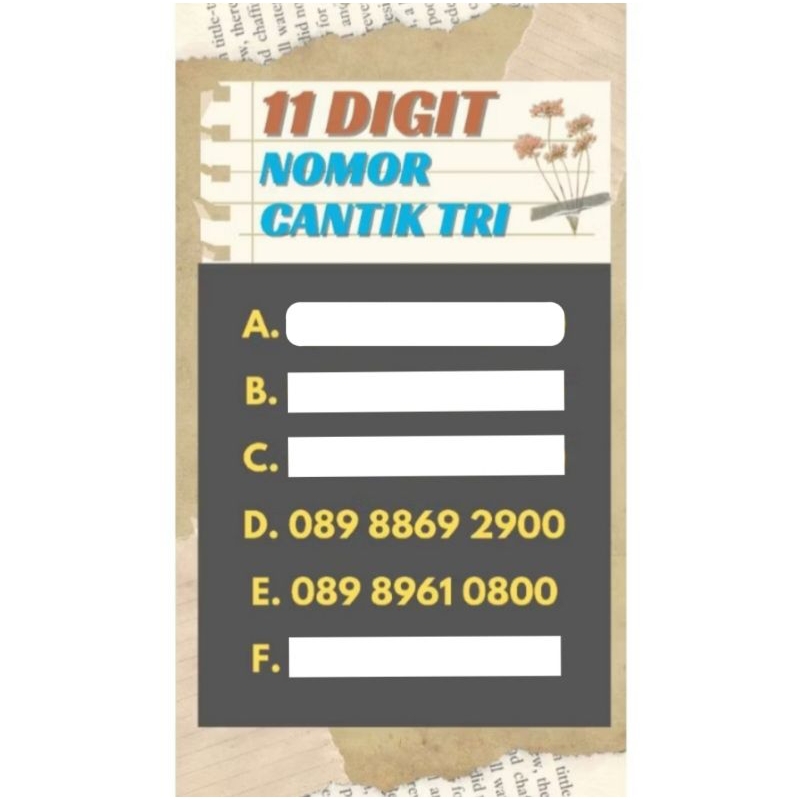 Nomor Cantik Tri 11 Digit Nocan Tri 11 Digit Kartu Perdana Tri Cantik 11 Digit Kartu Tri Cantik 11 D