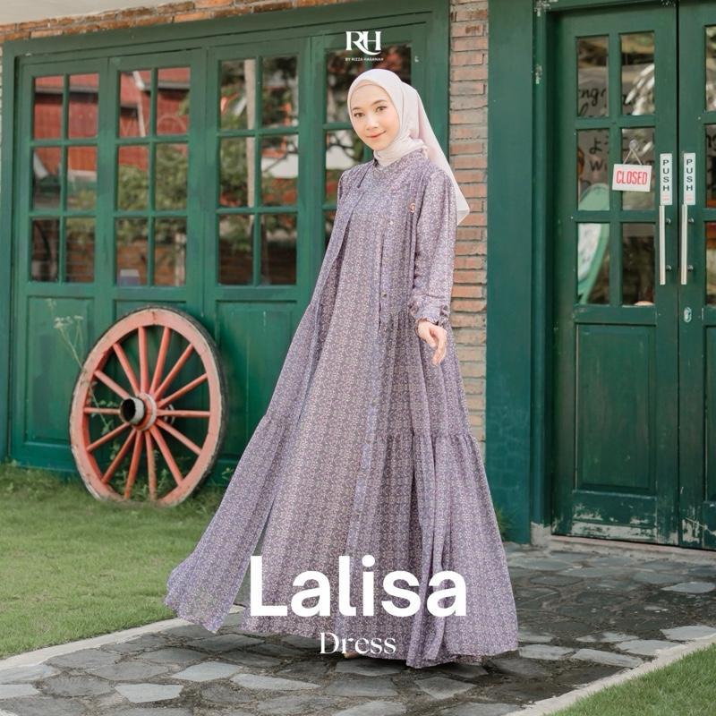 Rh Col Lalisa Dress Panjang Motif Inner Silk Outer Terpisah Bahan Cherry Sifon Gamis Muslim Wanita E