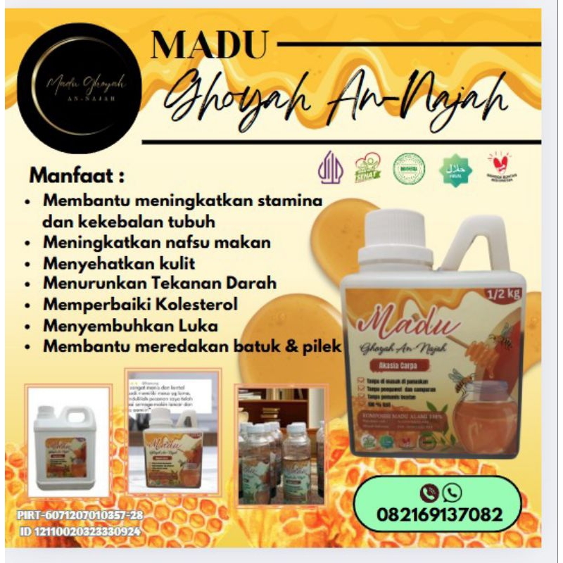 

Madu Asli akasia carva ghoyah An-najah jumbo 1,2 KG
