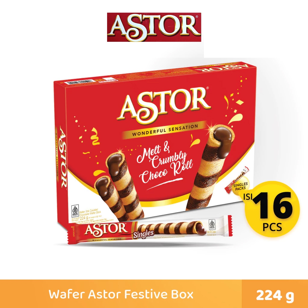 

ASTOR Festive Box 224 Gram ( 16 bungkus x 14 gram ) - wafer stick chocolate kemasan box