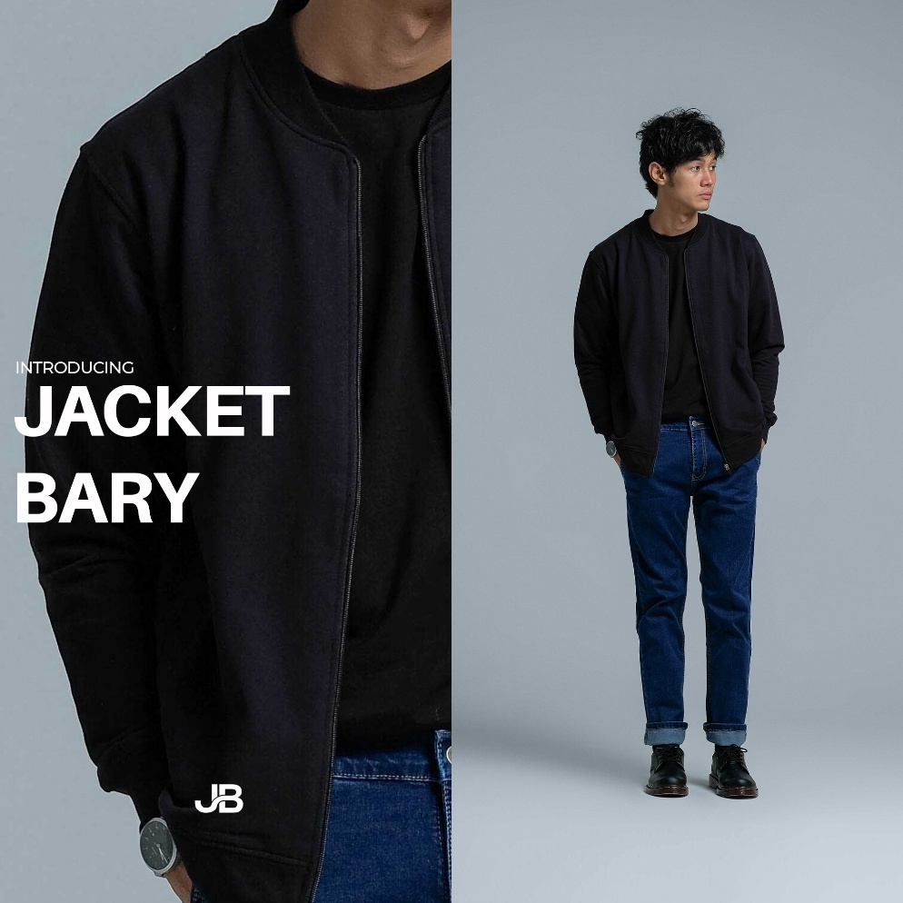 KODE E26E JB  Jacket Bary Black  Jaket Kasual Pria