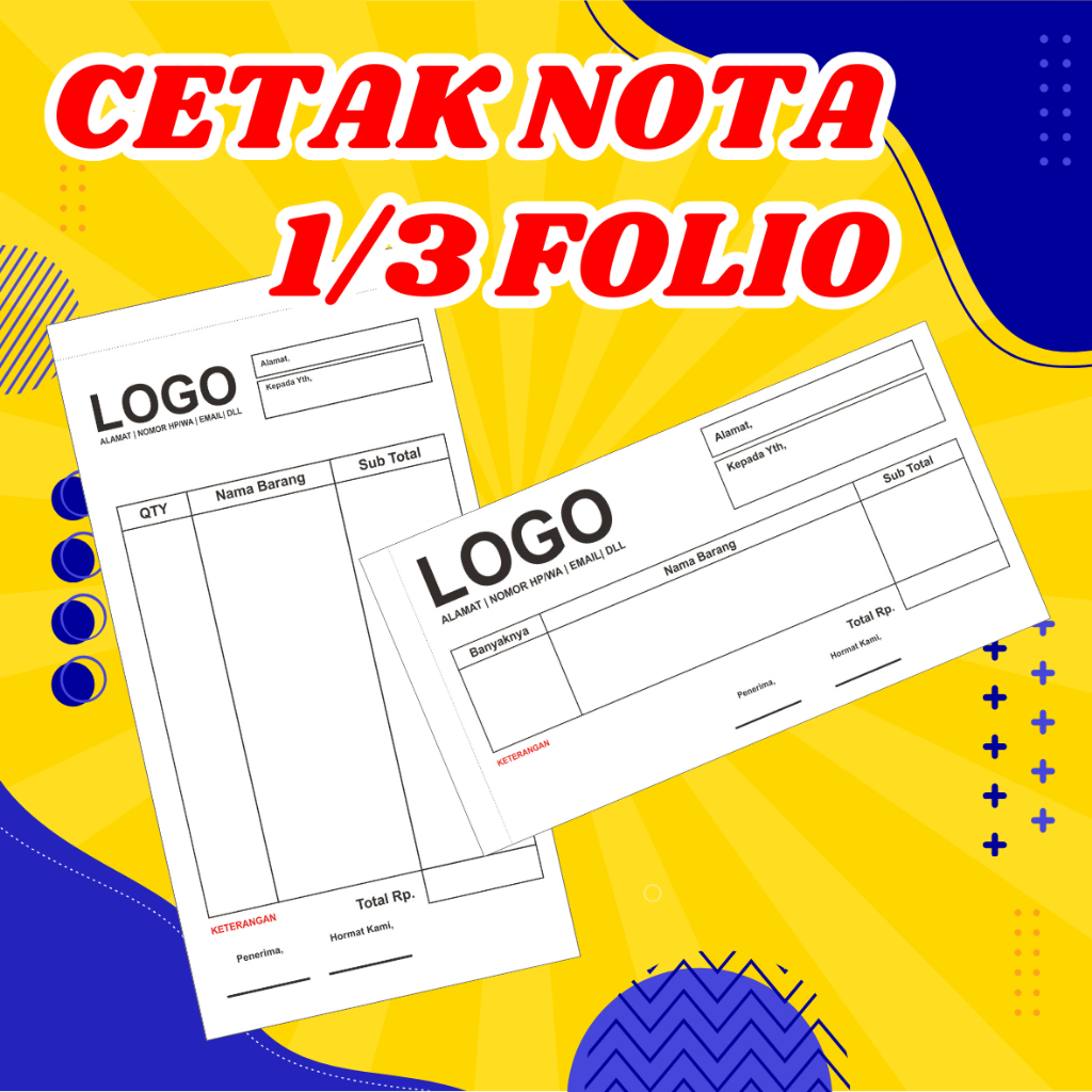 

NOTA 1/3 FOLIO - CETAK CUSTOM SATUAN NOTA - FULL COLOR