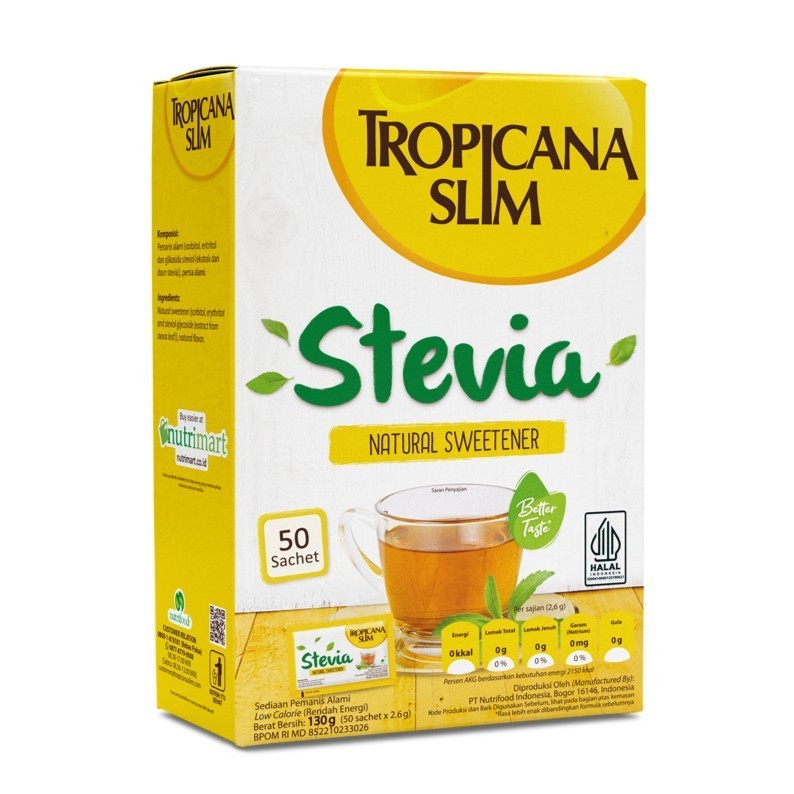 

Tropicana Slim Stevia Natural Sweetener 130 g Isi 50 Sachet / box