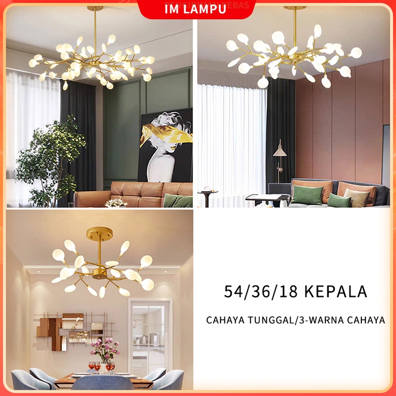 (18/36/45)lampu gantung ruang tamu mewah emas besar ruang makan/kamar tidur lampu hias estetika