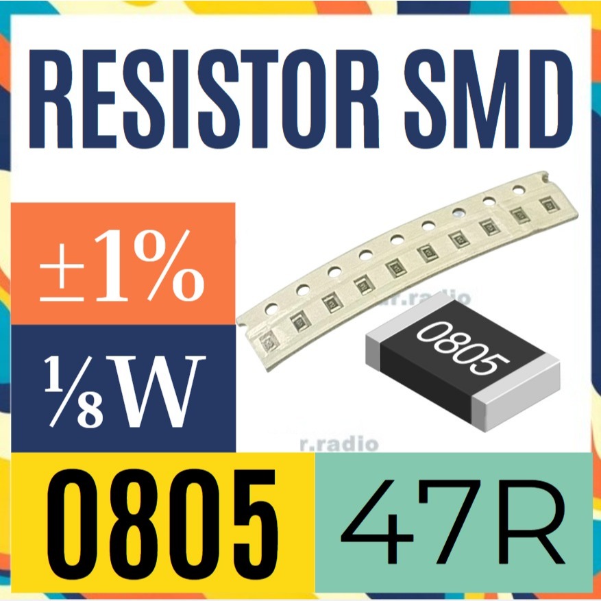 10 pcs R Resistor 47R ohm smd 0805 47 R  47 Ohm 1%