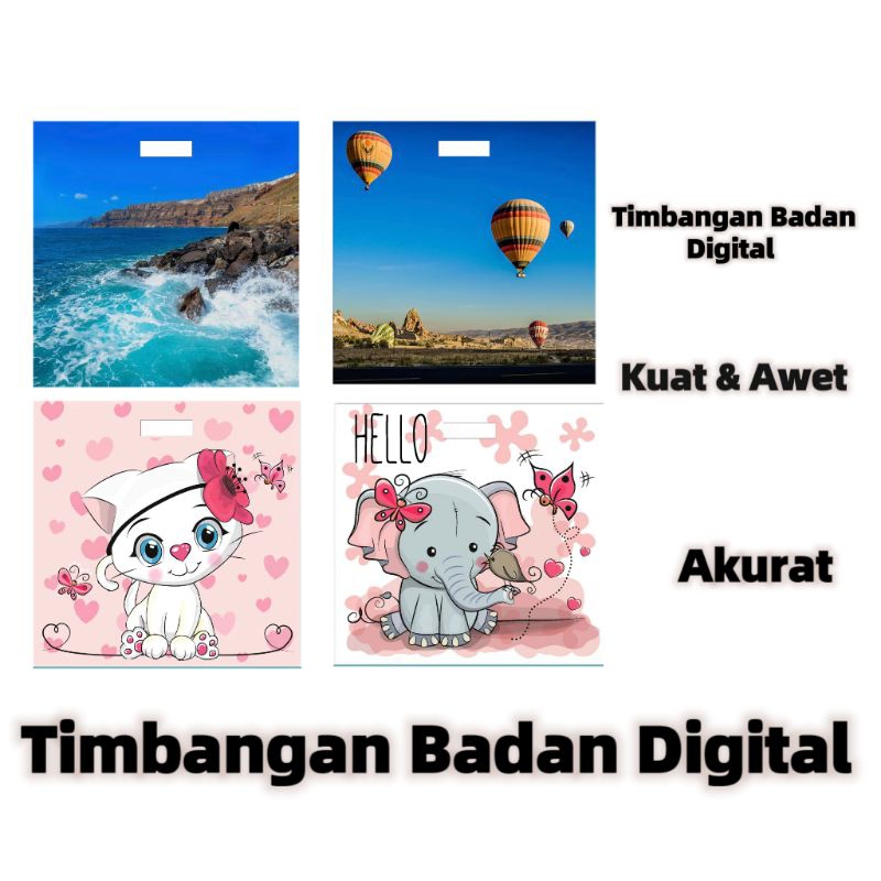 Timbangan Badan Digital 26CM*26CM 180KG Scale Kaca Berat Timbangan Badan Motif Lucu