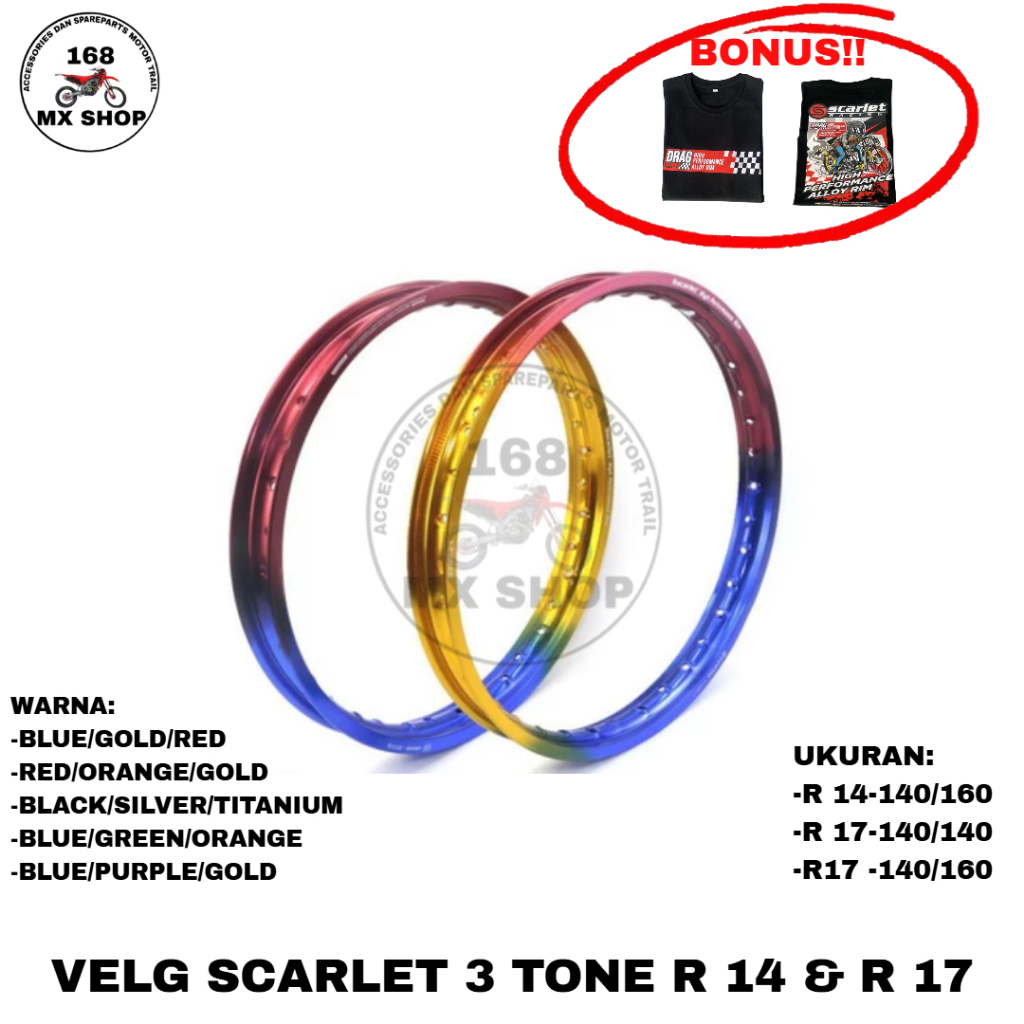 VELG { 17 - 140 Depan & Belakang ) { 17 - 140 & 17 - 160 } TYPE WR/WM 3TONE