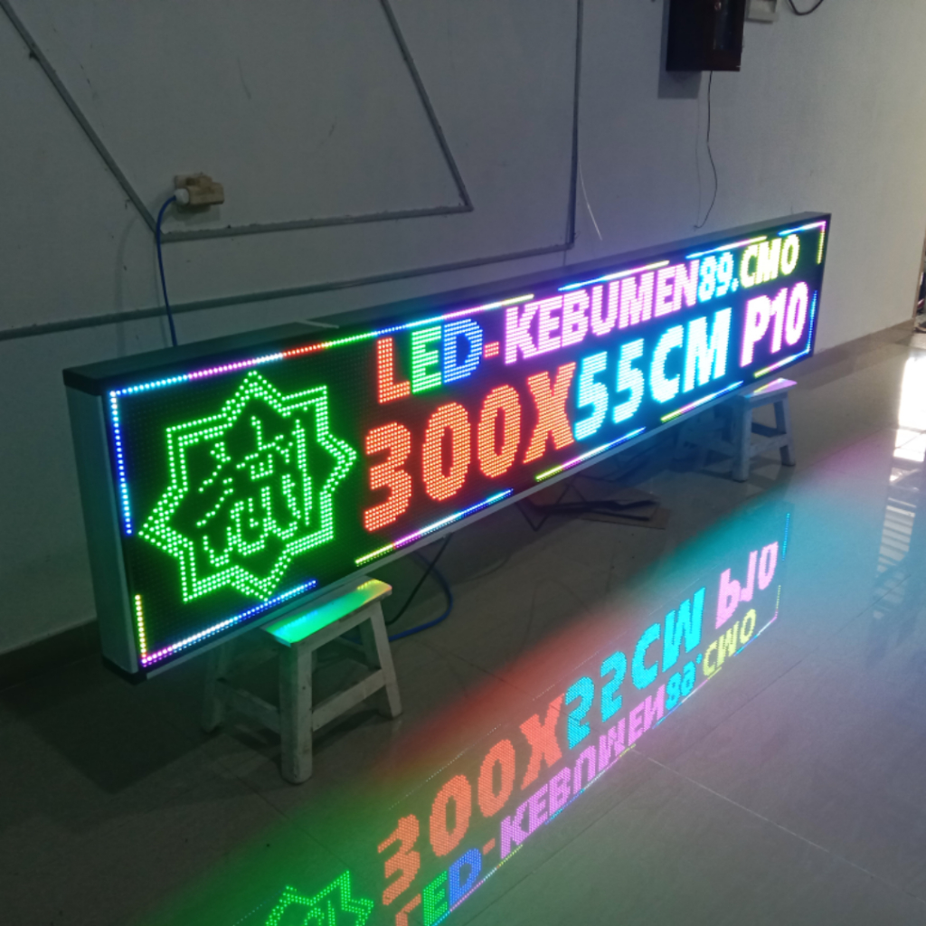 Running Text Outdoor 300x 55cm P10 Full Color RGB