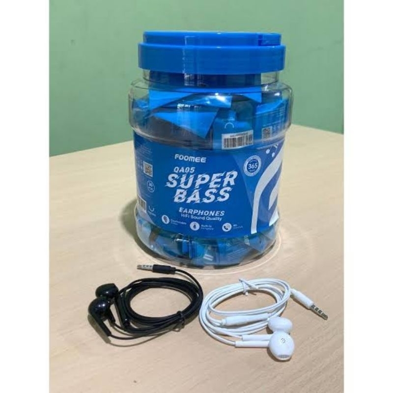 HEADSET FOOMEE QA05 ( 1 TOPLES ISI 30 PCS ) HANDSFREE SUPER BASS ORIGINAL FOOMEE