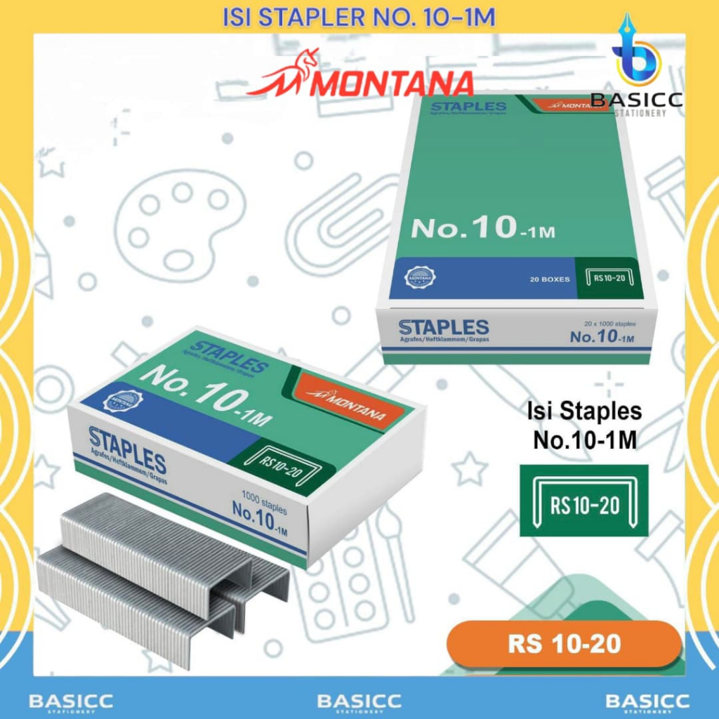 

Montana Staples RS 10-20 Isi Stapler No. 10 - 1M | @1 Box Kecil