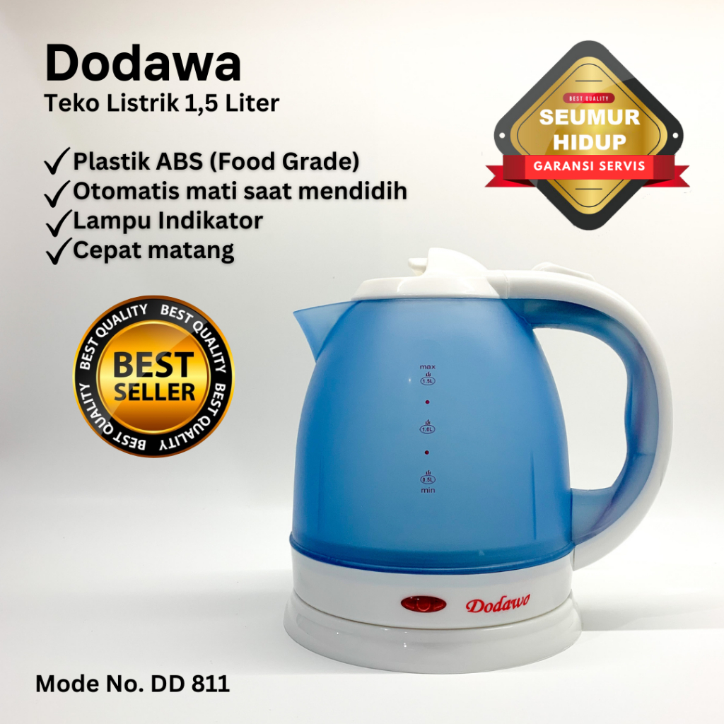 Kettle Dodawa - Teko listrik 1,8 Liter / Electric Kettle / ketel / elektrik kettle / teko stainless 