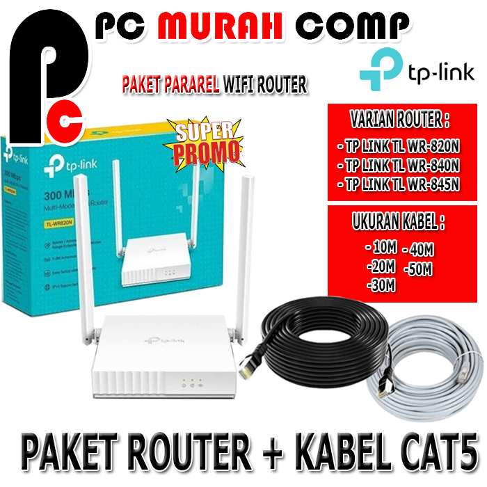 Paket Internet / WIFI pararel TP LINK ROUTER + KABEL LAN 20M - 50Meter