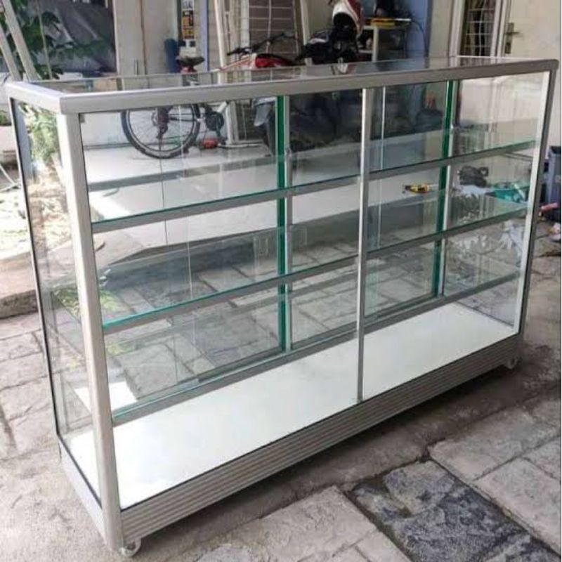 Etalase kaca aluminium toko warung 1m 1.5m 2m / etalase toko 2m 1.5m 1m / etalase aluminium kaca 1 m