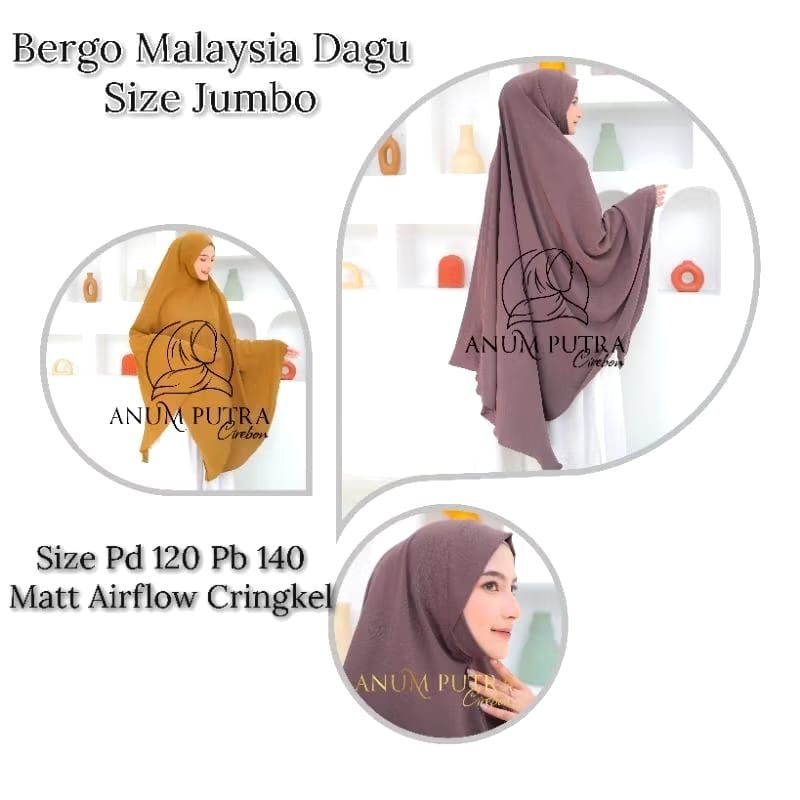 Bergo dagu malay jumbo crinkle airflow