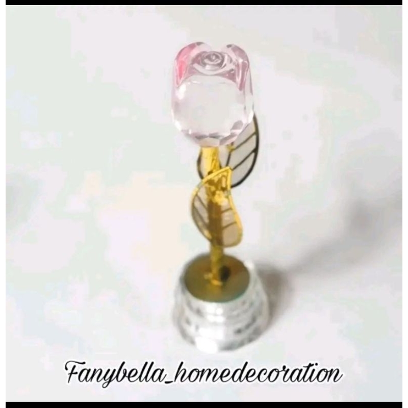 Pajangan Meja Kristal Bunga Biru Pink Kaca Mewah Dekorasi Rumah Import Keramik