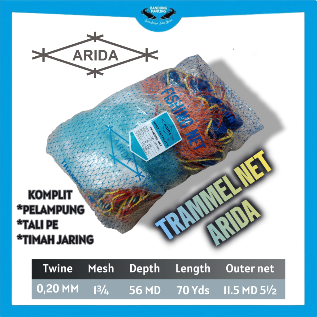 Jaring udang komplit / Trammel Net / Jaring 3 lapis Arida
