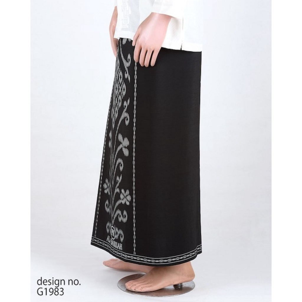 Sarung PM Al-Barkah Design G1983 Pulau Mas Ori Sarung Samarinda Jumbo Polos Hitam Dewasa Bahan BSY G