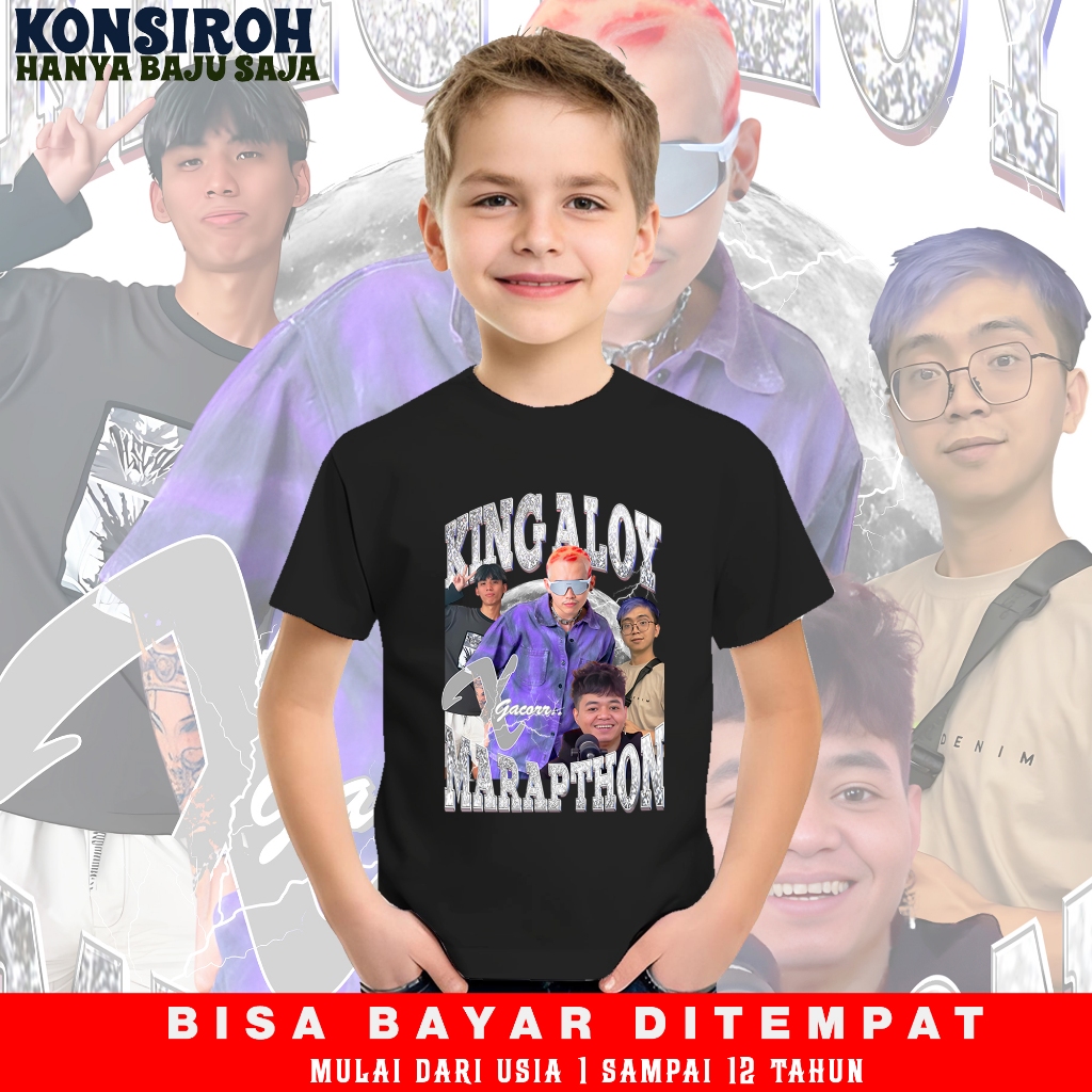 Kaos Anak Bootleg King Aloy X Marapthon Baju Mister Aloy DJ King Aloy Premium Unisex Kaos Distro Rez