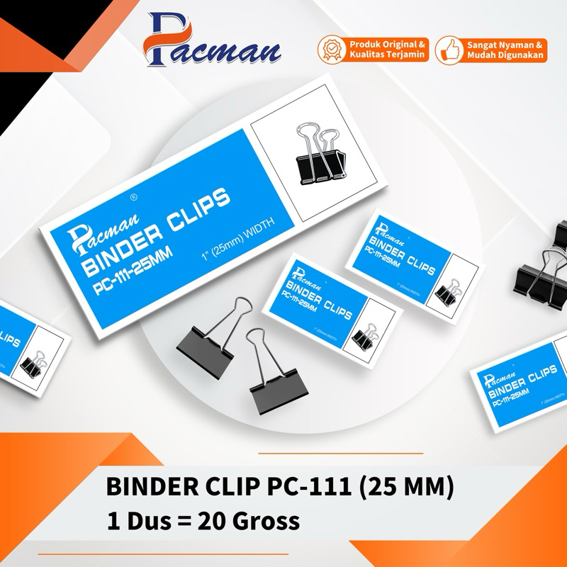 

Binder Clip PC - 111 (25mm) | Penjepit Kertas | Klip Penjepit Kertas 25 mm