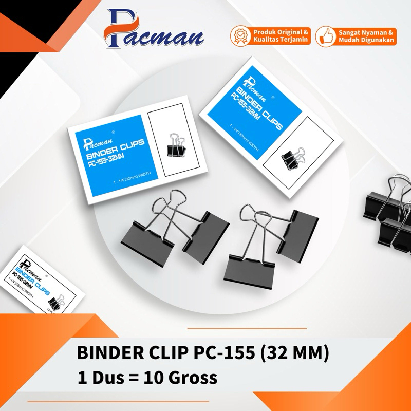 

Binder Clip PC - 155 (32mm) | Penjepit Kertas | Klip Penjepit Kertas 32mm