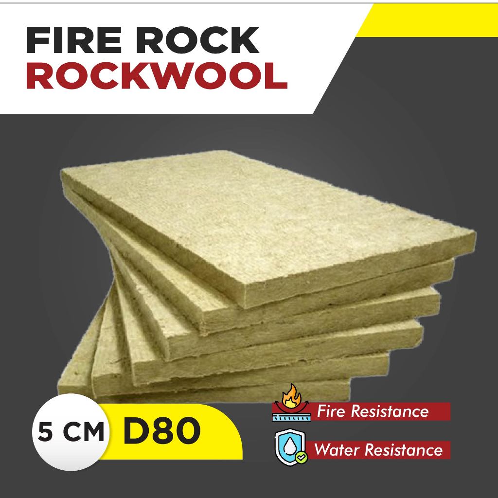 Peredam Suara Rockwool Fire Rock / D80 5 cm / Peredam Ruangan / Peredam Panas