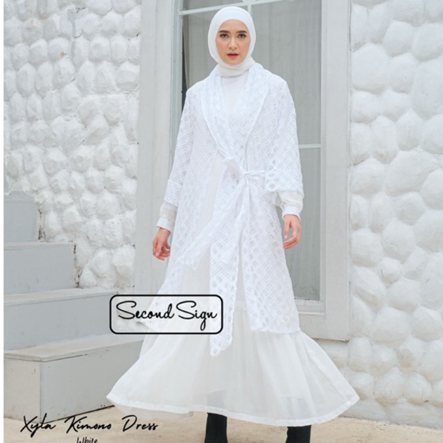 SecondSign - Xyla Kimono Dress | Dress Gamis Panjang Wanita Outer include Inner Lace Brookat